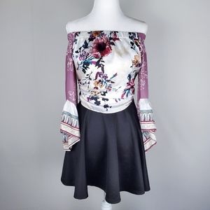 WhiteHouse Black Market Floral Off-shoulder Blouse